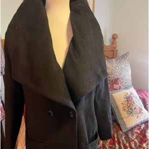 Religion Long Black Coat Oversized Collar One Button Size S/10/38